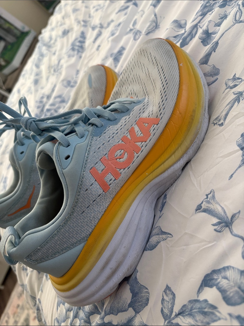 Hoka One One Kids Light Blue & Yellow Running Sneakers